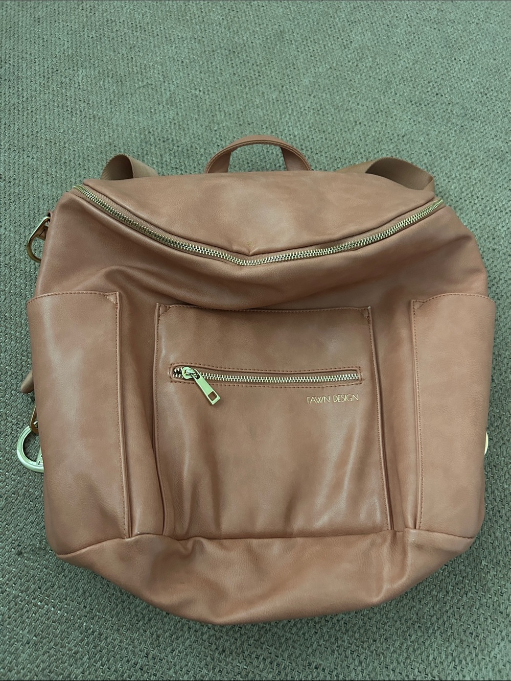 Fawn Design Large Blush/Cognac Leather Backpack with Gold Hardware